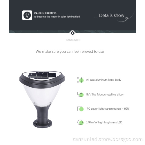 Outdoor Waterproof Solar Pillar Light for Garden and Deck Decoration